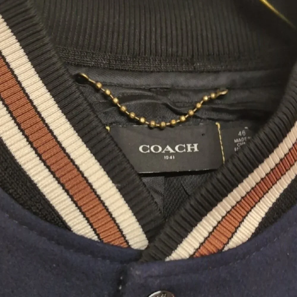Coach Classic Navy and White Bomber Jacket - Picture 2 of 11